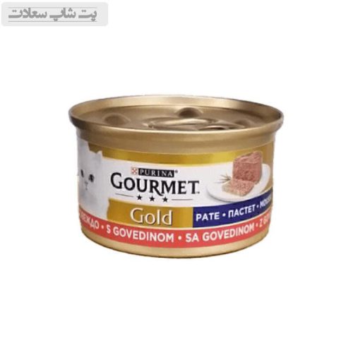 کنسرو غذای گربه گورمت گلد با طعم گوشت گاو Gourmet Beef وزن ۸۵ گرم