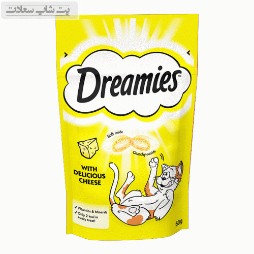 تشویقی گربه دریمیز با طعم پنیر Dreamies Cat Snack with Cheese وزن 60 گرم