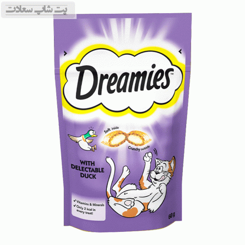 تشویقی گربه دریمیز با طعم اردک Dreamies Cat Snack with Duck وزن 60 گرم