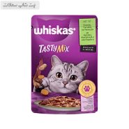 قیمت و خرید پوچ گربه ویسکاس با طعم میکس بره و مرغ در سس Whiskas Tasty Mix With Lamb & Chicken in Gravy وزن 85 گرم