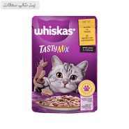 پوچ گربه ویسکاس با طعم میکس بره و بوقلمون در سس Whiskas Tasty Mix With Lamb & Turkey in Gravy وزن 85 گرم
