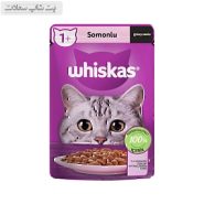 پوچ گربه ویسکاس با طعم ماهی سالمون در سس Whiskas Salmon in Gravy وزن 85 گرم