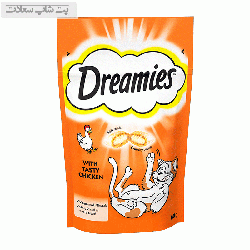 lkkuhgdflksjhgf9d8eyfrvijehgv تشویقی گربه دریمیز با طعم مرغ Dreamies Cat Snack with Chicken وزن 60 گرم