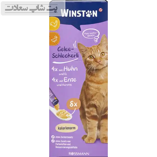 111petsaadat بستنی گربه وینستون با طعم مرغ و اردک Winston Schleckerli Chicken & Duck بسته 8 عددی