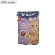 پوچ گربه وینستون با طعم گوشت گاو در سس Winston Beef In Gravy وزن 100 گرم