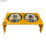 ظرف آب و غذای سگ و گربه چوبی مدل پایه دار Mehpet کد 32