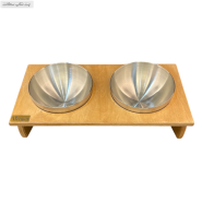 ظرف آب و غذای سگ و گربه چوبی مدل پایه دار Mehpet کد 21