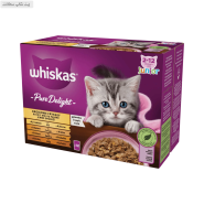 پوچ بچه گربه ویسکاس با طعم گوشت پرندگان Whiskas Pouch Poultry Selection مجموعه 12 عددی