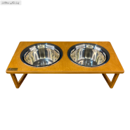 ظرف آب و غذای سگ و گربه چوبی مدل پایه دار Mehpet کد 31