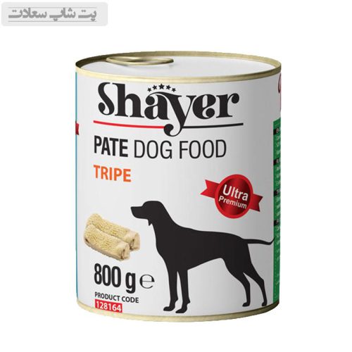 کنسرو غذای سگ با طعم سیرابی شایر Shayer Pate With Trip وزن 800 گرم
