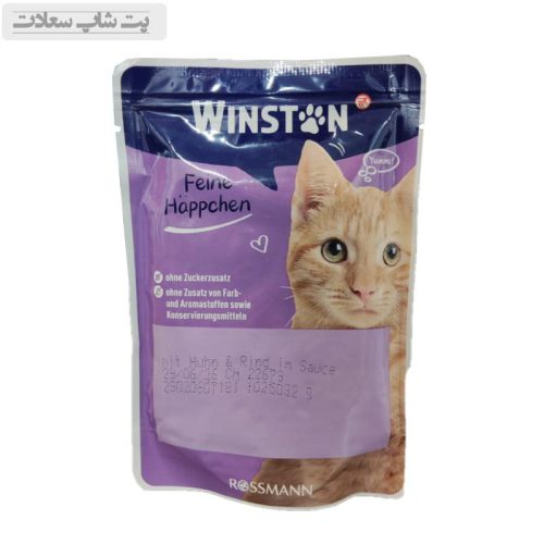 پوچ گربه وینستون با طعم گوشت و مرغ در سس Winston Beef & Chicken In Sauce وزن 100 گرم
