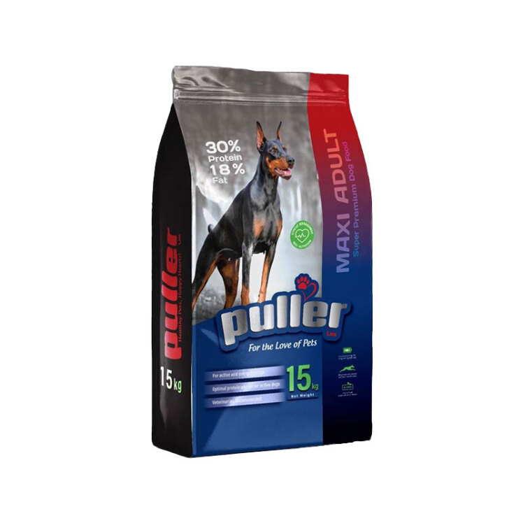 غذای خشک سگ بالغ نژاد بزرگ پولر Puller Maxi Adult Super Premium Dog Food وزن 15 کیلوگرم
