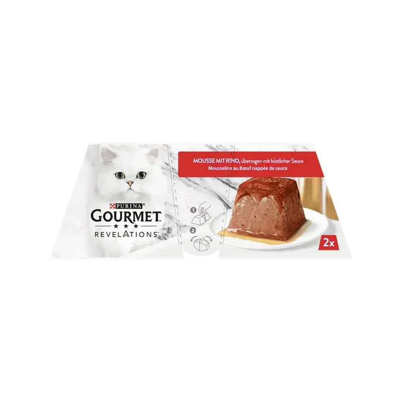 غذای کاسه ای گربه گورمت موس با طعم گوشت گاو Gourmet Revelations Mousse بسته 2 عددی - Image 2
