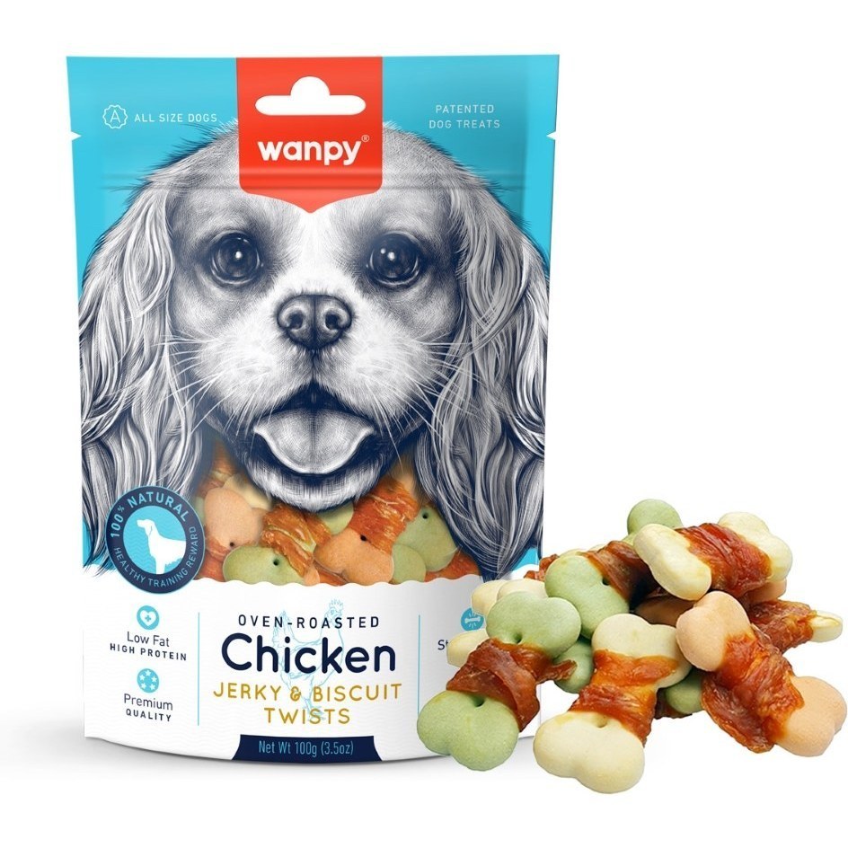 تشویقی سگ ونپی مدل Chicken Jerky & Biscuit وزن 100 گرم